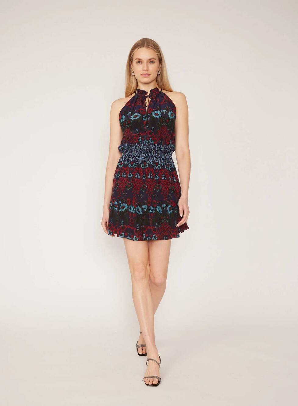 NEW GILNER FARRAR bexley halter mini dress in red